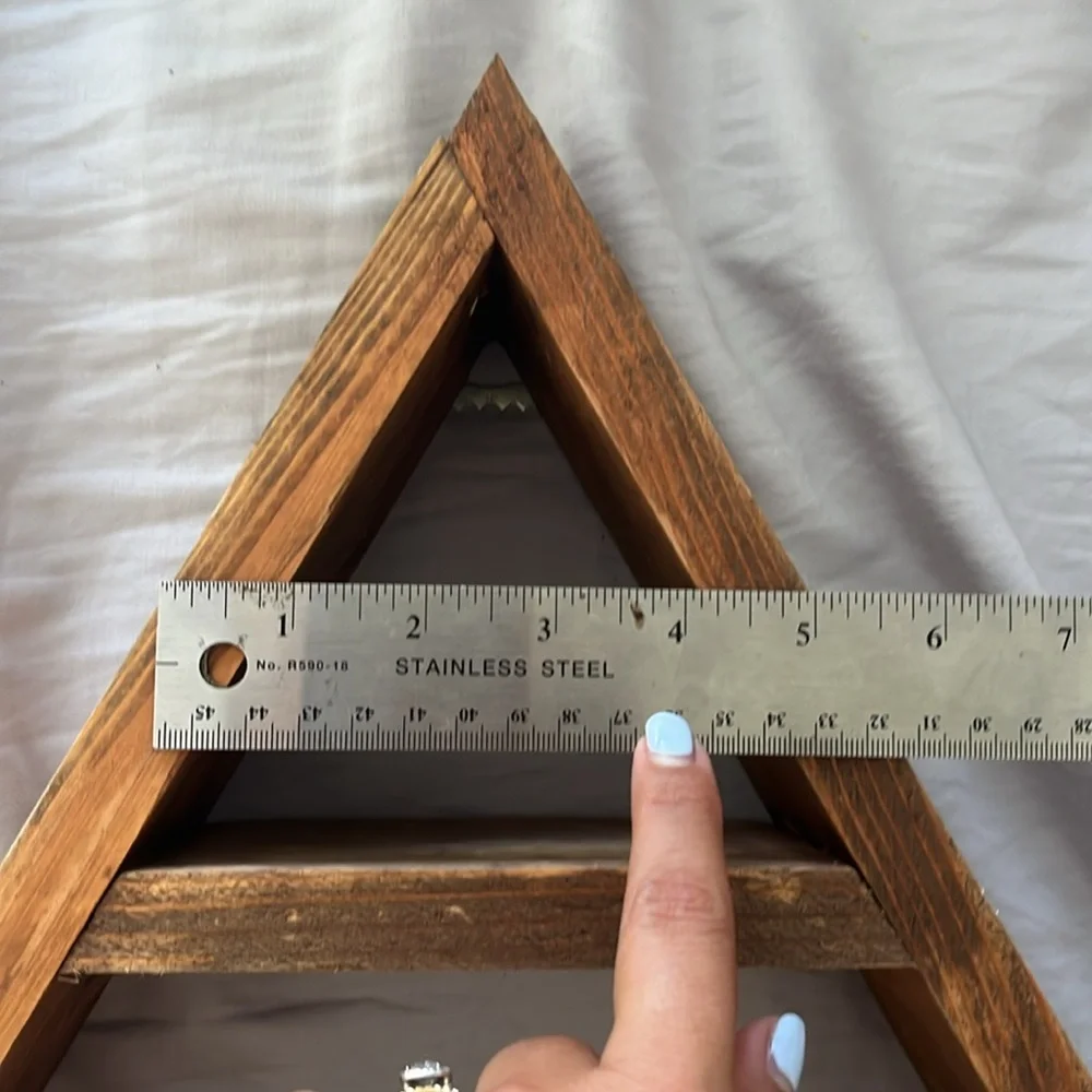Handmade wooden triangle wall shelf